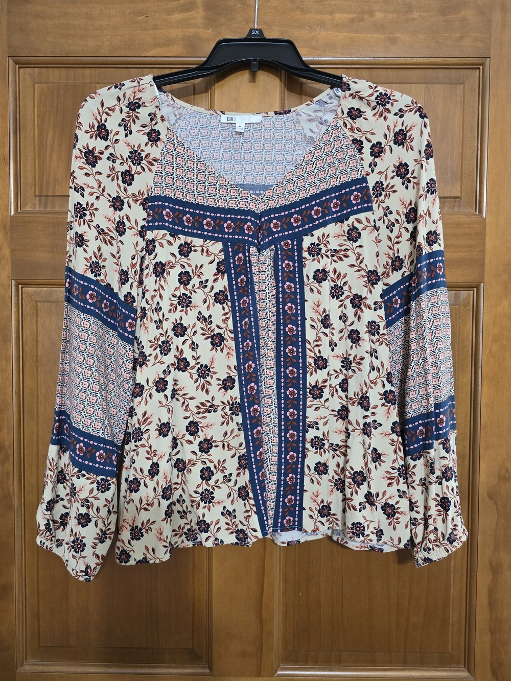 DR2 Daniel Rain Shirt Womens Boho Peasant Blouse Pullover Lightweight